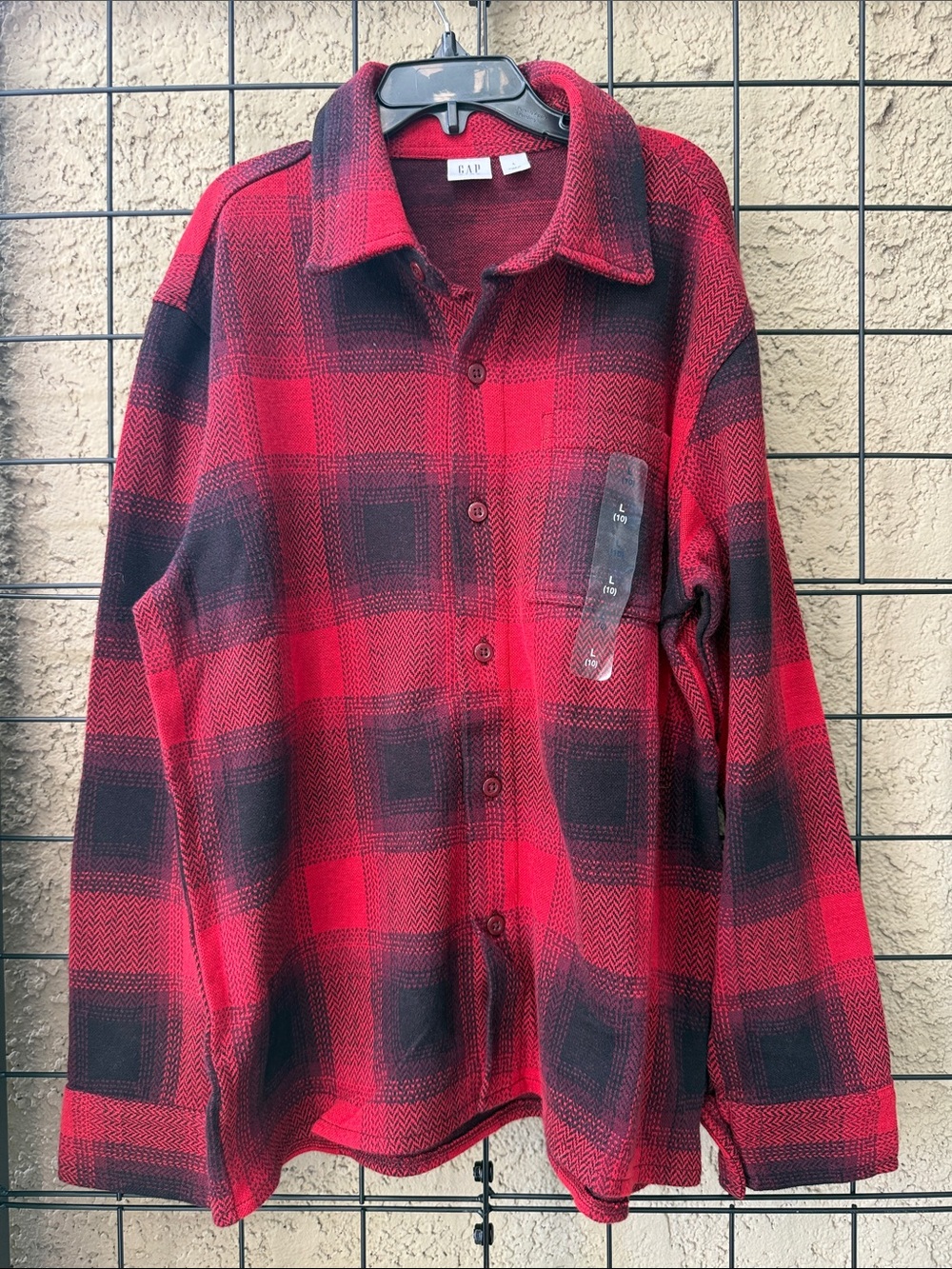 GAP Red and Black Plaid Button-Down Cotton Shirt